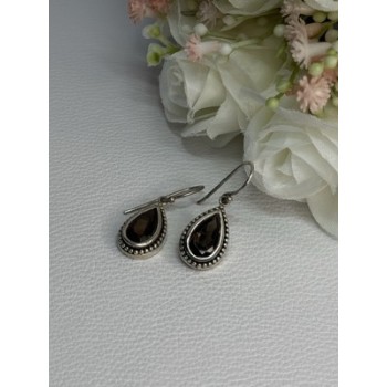 925 Sterling Silver Brown Tourmaline Earrings Length 1.30 Inch