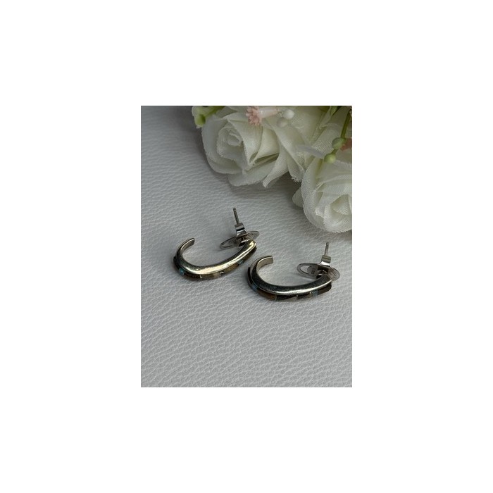 925 Sterling Silver Agate & Opal Earrings Length 0.95 Inch