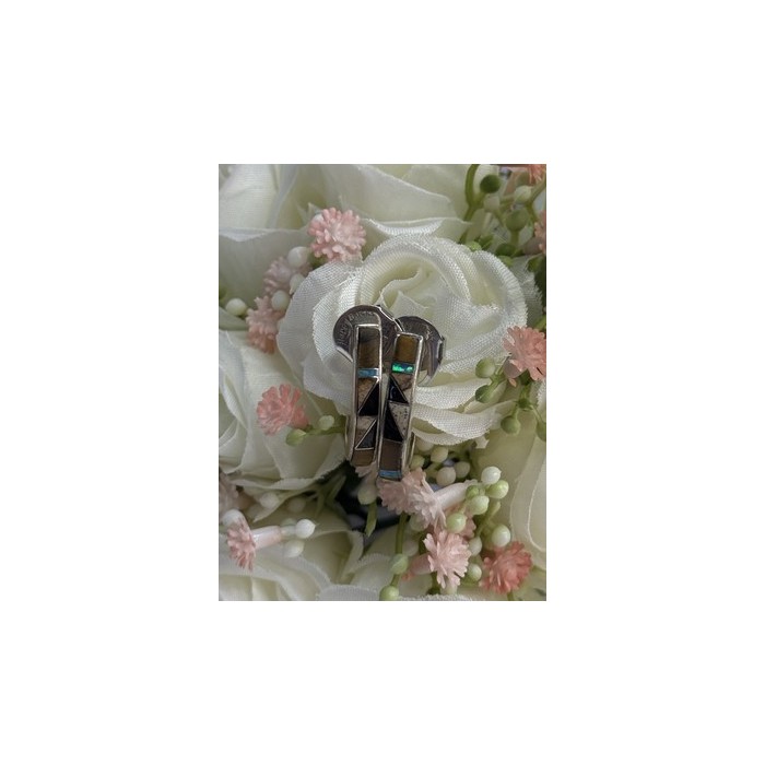 925 Sterling Silver Agate & Opal Earrings Length 0.95 Inch