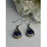 Vintage 925 Sterling Silver Sodalite Earrings Length 1.60 Inch