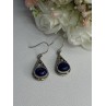 Vintage 925 Sterling Silver Sodalite Earrings Length 1.60 Inch