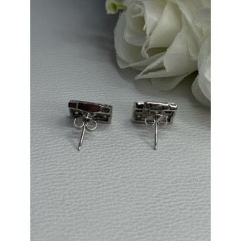 925 Sterling Silver Multicolor Spinel Earrings Length 0.46 Inch