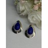 925 Sterling Silver Sodalite Earrings Length 0.95 Inch