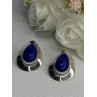 925 Sterling Silver Sodalite Earrings Length 0.95 Inch