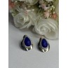 925 Sterling Silver Sodalite Earrings Length 0.95 Inch
