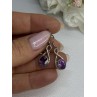925 Sterling Silver Amethyst Earrings Length 1.20 Inch