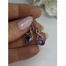 925 Sterling Silver Amethyst Earrings Length 1.20 Inch