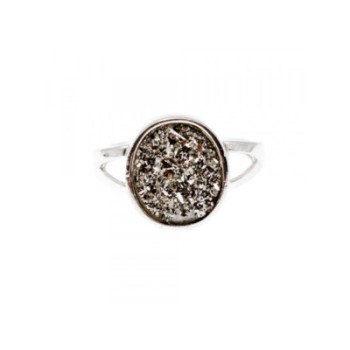 925 STERLING SILVER DRUZY PYRITE RING SIZE 10.5