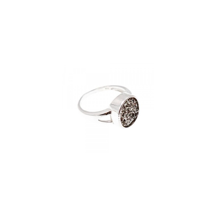 925 STERLING SILVER DRUZY PYRITE RING SIZE 10.5