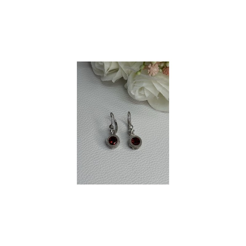 925 Sterling Silver Garnet Earrings Length 1.10 Inch