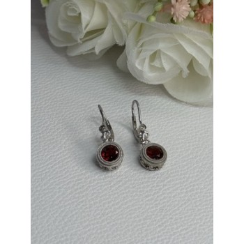 925 Sterling Silver Garnet Earrings Length 1.10 Inch