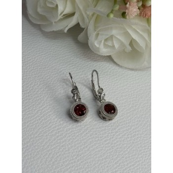 925 Sterling Silver Garnet Earrings Length 1.10 Inch