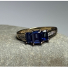 10K YELLOW GOLD SAPPHIRE & DIAMONDS RING SIZE 6