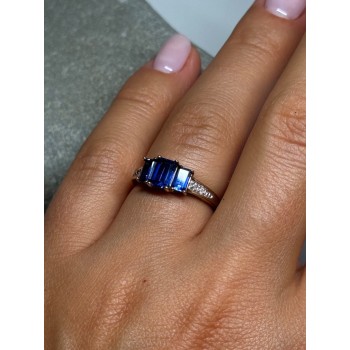 10K YELLOW GOLD SAPPHIRE & DIAMONDS RING SIZE 6