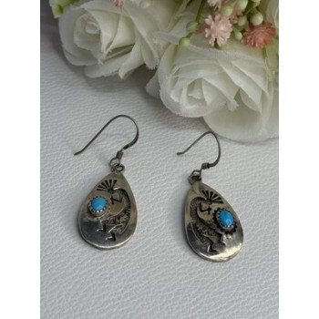 Navajo Turquoise Native American 925 Sterling Silver Earrings