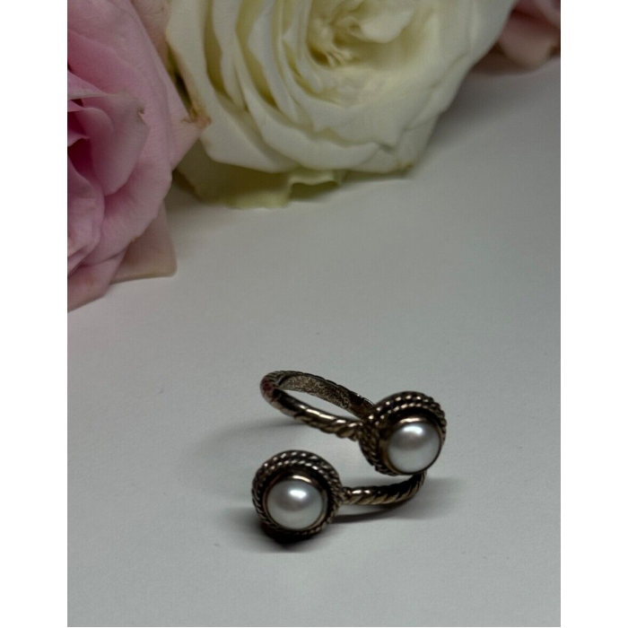 VINTAGE 925 STERLING SILVER PEARL RING  SIZE 5