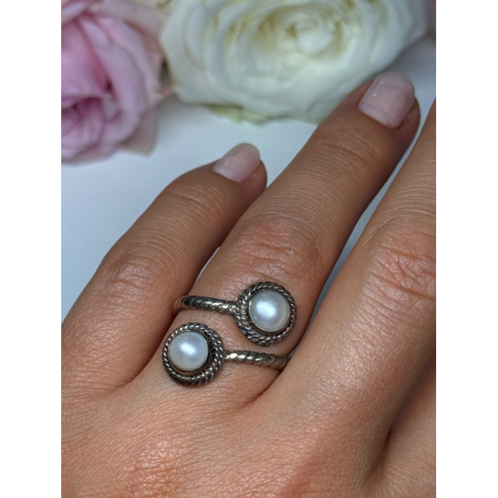 VINTAGE 925 STERLING SILVER PEARL RING  SIZE 5