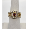 925 STERLING SILVER RUBY & QUARTZ RING SIZE 7