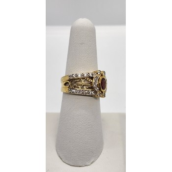 925 STERLING SILVER RUBY & QUARTZ RING SIZE 7