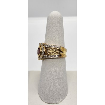 925 STERLING SILVER RUBY & QUARTZ RING SIZE 7