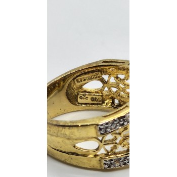 925 STERLING SILVER RUBY & QUARTZ RING SIZE 7