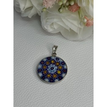 Amv Italian Venice Murano Millefiori 925 Sterling Silver Pendant