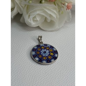 Amv Italian Venice Murano Millefiori 925 Sterling Silver Pendant