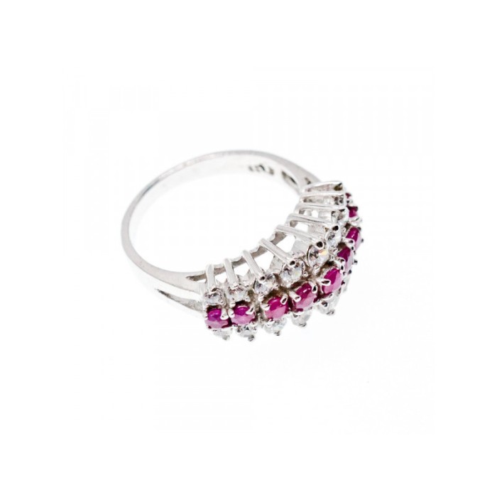 925 STERLING SILVER PINK SPINEL & CZ RING SIZE 9.25