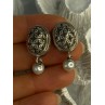 Michael Dawkins 925 Sterling Silver Pearl Earrings Length 1.30 inch