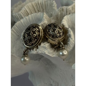 Michael Dawkins 925 Sterling Silver Pearl Earrings Length 1.30 inch