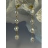 925 Sterling Silver Gold Plated Pearl Earrings Length 2.30 inch