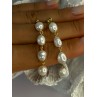925 Sterling Silver Gold Plated Pearl Earrings Length 2.30 inch