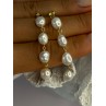 925 Sterling Silver Gold Plated Pearl Earrings Length 2.30 inch
