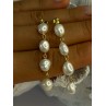 925 Sterling Silver Gold Plated Pearl Earrings Length 2.30 inch