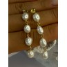 925 Sterling Silver Gold Plated Pearl Earrings Length 2.30 inch
