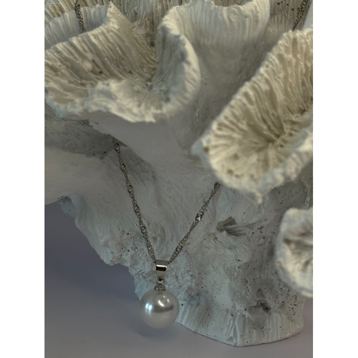 925 Sterling Silver Pearl Necklace Length 18 inch