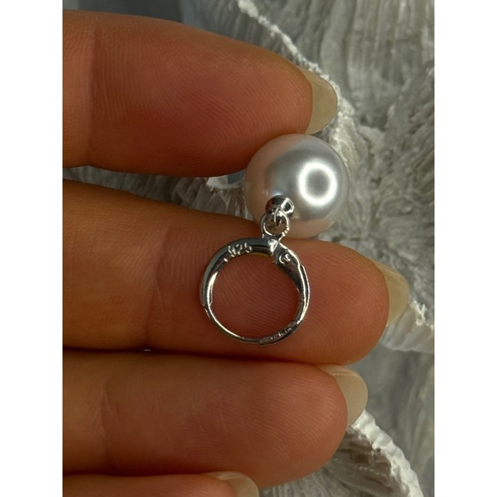 925 Sterling Silver Pearl Earrings Length 1.10 inch