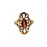 925 Sterling Silver Gold Plated Almandine Openwork Ring Size 9