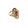 925 Sterling Silver Gold Plated Almandine Openwork Ring Size 9