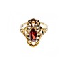 925 Sterling Silver Gold Plated Almandine Openwork Ring Size 9
