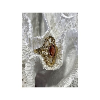 925 Sterling Silver Gold Plated Almandine Openwork Ring Size 9