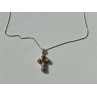 925 Sterling Silver Amber & Multicolor Agate Chain with Cross