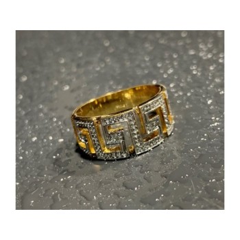 925 Sterling Silver Gold Plated Diamonds Ring Size 5.5