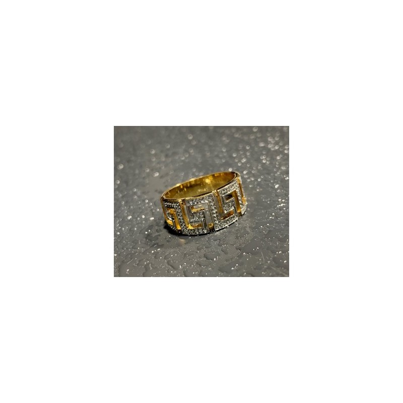 925 Sterling Silver Gold Plated Diamonds Ring Size 5.5