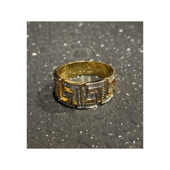 925 Sterling Silver Gold Plated Diamonds Ring Size 5.5