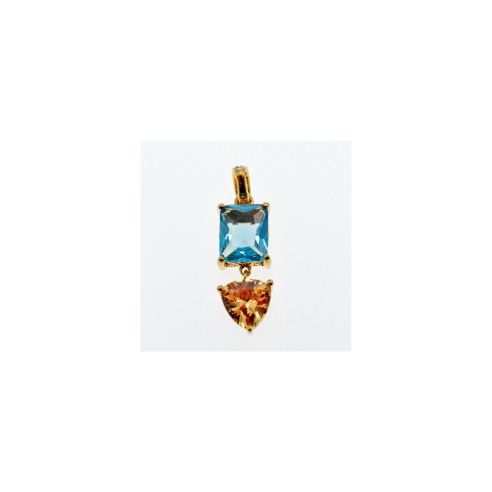 925 STERLING SILVER GOLD PLATED TOPAZ, HELIODOR & CZ PENDANT
