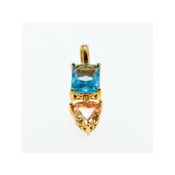 925 STERLING SILVER GOLD PLATED TOPAZ, HELIODOR & CZ PENDANT
