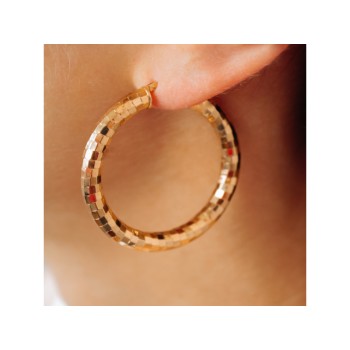 925 STERLING SILVER GOLD PLATED HOOP EARRINGS ITALY