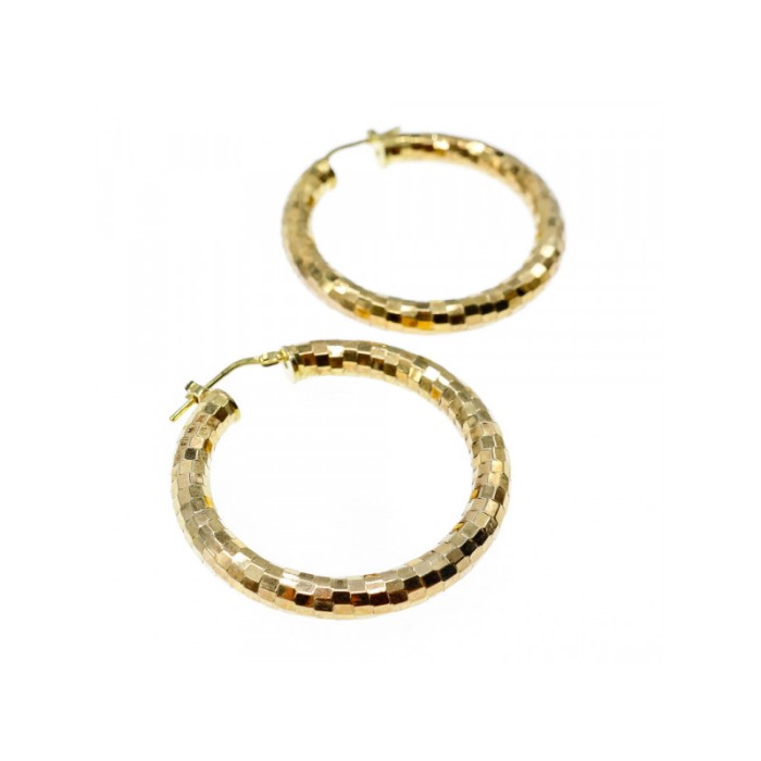 925 STERLING SILVER GOLD PLATED HOOP EARRINGS ITALY