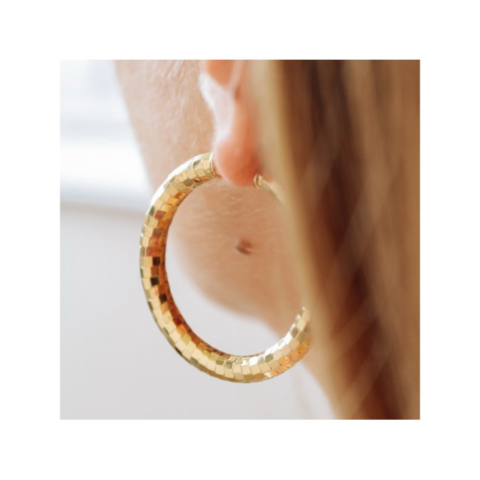 925 STERLING SILVER GOLD PLATED HOOP EARRINGS ITALY